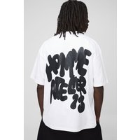 Weißes Oversize T-Shirt mit Graffiti Homme Atelier Print - XS, Weiß von boohooman
