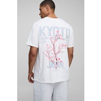 Weißes Oversize T-Shirt mit Japan Cherry Blossom Print - XS, Weiß Weißes Oversize T-Shirt mit Japan Cherry Blossom Print - XS, Weiß von boohooman