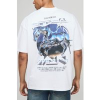 Weißes Oversize T-Shirt mit Man Print von boohooman