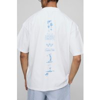 Weißes Oversize T-Shirt mit Monaco Country Club Print - XS, Weiß von boohooman