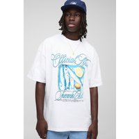 Weißes Oversize T-Shirt mit Official Man Print - XS, Weiß von boohooman