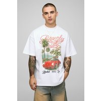 Weißes Oversize T-Shirt mit Palmen Moto-Print - XS, Weiß Weißes Oversize T-Shirt mit Palmen Moto-Print - XS, Weiß von boohooman
