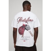 Weißes Oversize T-Shirt mit Portofino Print - XS, Weiß Weißes Oversize T-Shirt mit Portofino Print - XS, Weiß von boohooman