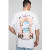 Weißes Oversize T-Shirt mit Positano Print - XS, Weiß Weißes Oversize T-Shirt mit Positano Print - XS, Weiß von boohooman