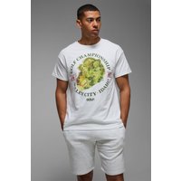 Weißes Oversize T-Shirt mit lizenziertem Golf Championship Print - XS, Weiß von boohooman