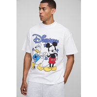 Weißes Oversize T-Shirt mit lizenziertem Mickey Mouse Print - S, Weiß von boohooman