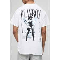 Weißes Oversize T-Shirt mit lizenziertem Playboy-Print - XS, Weiß von boohooman