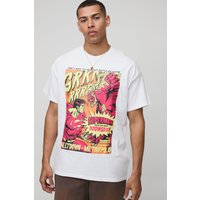 Weißes Oversize T-Shirt mit lizenziertem Superman Doomsday Print - L, Weiß von boohooman