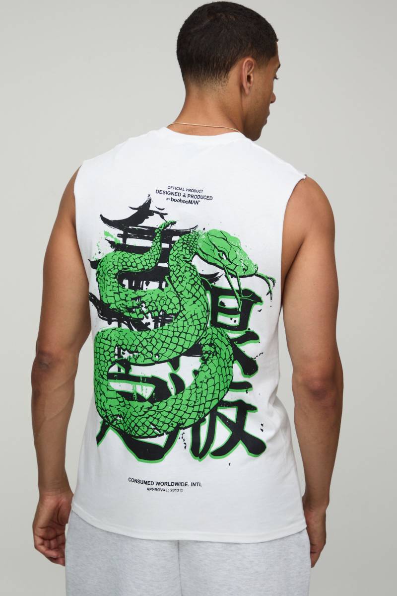 Weißes Oversize vesttop mit Schlagenprint - XS, Weiß Weißes Oversize vesttop mit Schlagenprint - XS, Weiß von boohooman