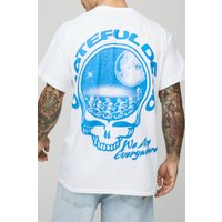Weißes T-Shirt mit lizenziertem Grateful Dead Print von boohooman