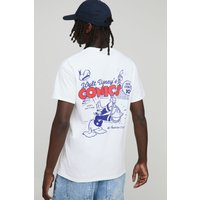 Weißes kastiges Oversize T-Shirt mit lizenziertem Disney Donald Duck Print - L, Weiß von boohooman