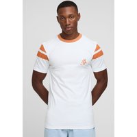Weißes Muscle-Fit T-Shirt mit Streifen-Detail - XS, Weiß Weißes Muscle-Fit T-Shirt mit Streifen-Detail - XS, Weiß von boohooman