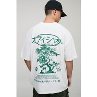 Weißes Oversize T-Shirt mit Bonsai Print - XS, Weiß Weißes Oversize T-Shirt mit Bonsai Print - XS, Weiß von boohooman