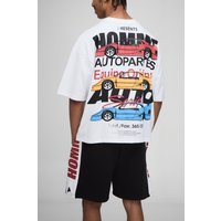 Kastiges weißes Oversize T-Shirt und Shorts - S, Weiß Kastiges weißes Oversize T-Shirt und Shorts - S, Weiß von boohooman