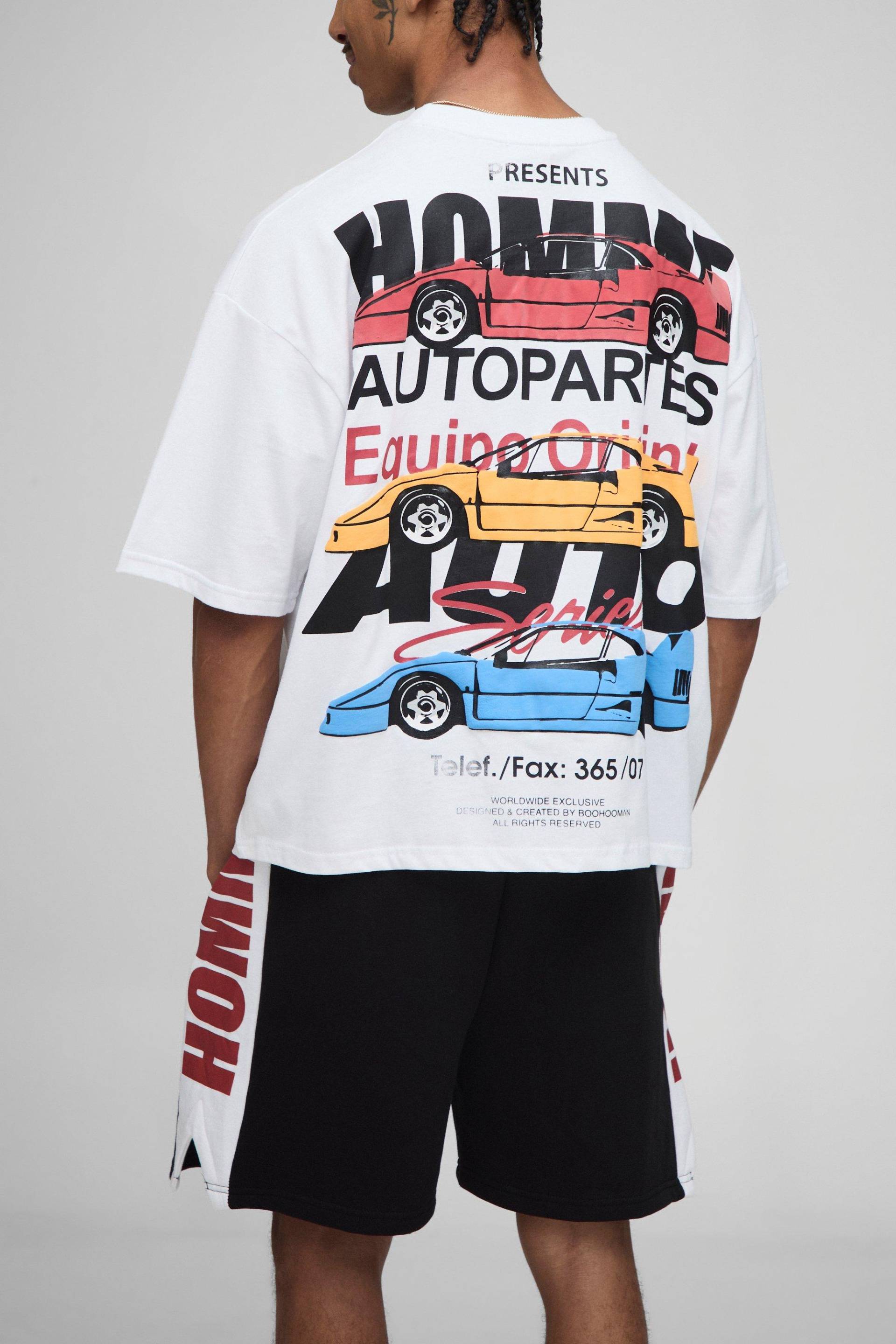 Kastiges weißes Oversize T-Shirt und Shorts - XL, Weiß Kastiges weißes Oversize T-Shirt und Shorts - XL, Weiß von boohooman