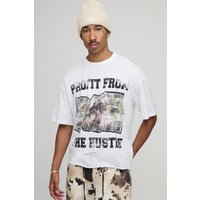 Weißes kastiges Oversize T-Shirt - XS, Weiß von boohooman