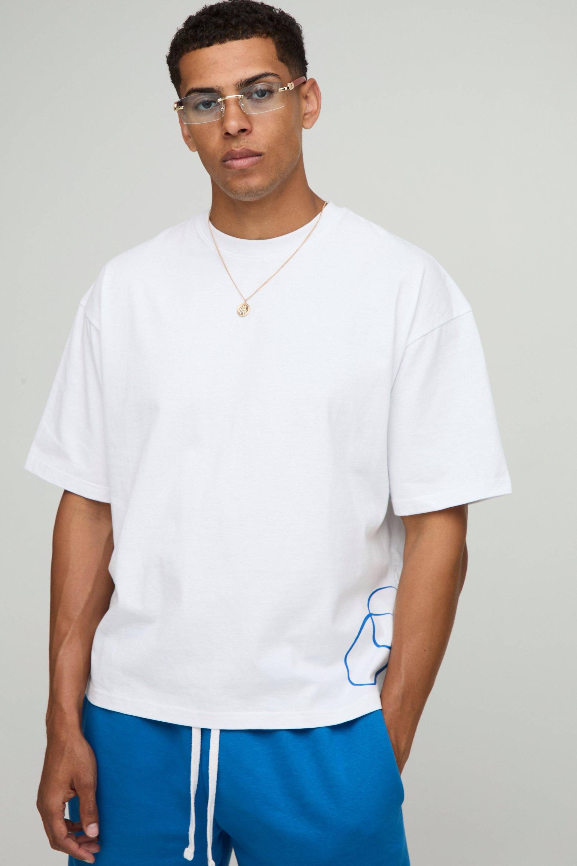 White Oversized Boxy Man Script T-Shirt - Weiß - L, Weiß von boohooman