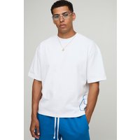 Weißes kastiges Oversize T-Shirt mit Man-Schriftzug - XL, Weiß von boohooman