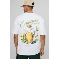 Weißes Oversize T-Shirt mit Olive Oil Print - XS, Weiß Weißes Oversize T-Shirt mit Olive Oil Print - XS, Weiß von boohooman