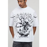 Weißes Oversize T-Shirt mit Official Print - XS, Weiß Weißes Oversize T-Shirt mit Official Print - XS, Weiß von boohooman