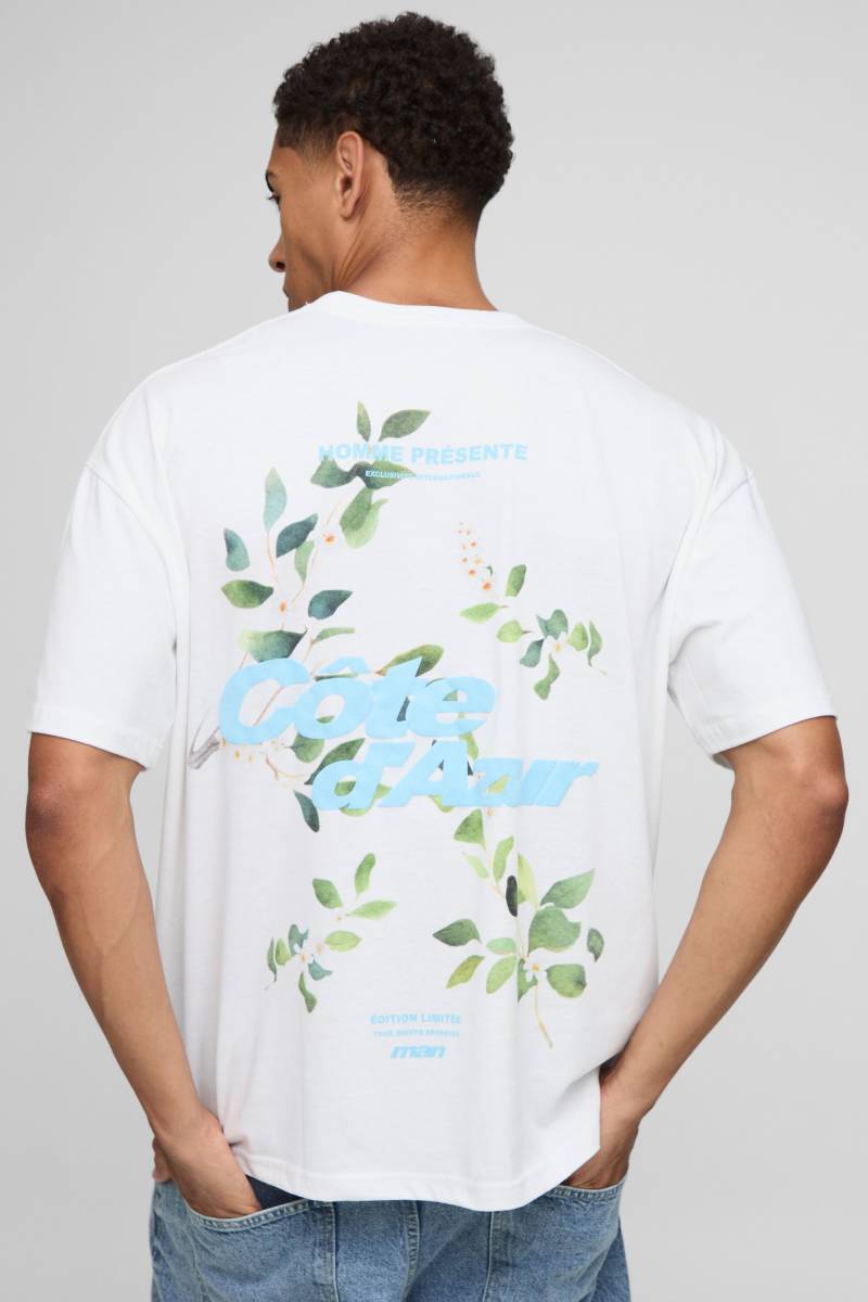 Weißes Oversize T-Shirt mit floralem Man Print - XS, Weiß Weißes Oversize T-Shirt mit floralem Man Print - XS, Weiß von boohooman