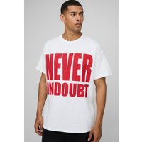 Weißes Oversize T-Shirt mit Never in Chain Slogan - XS, Weiß von boohooman