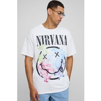 Weißes Oversize T-Shirt mit lizenziertem Nirvana-Print - XS, Weiß Weißes Oversize T-Shirt mit lizenziertem Nirvana-Print - XS, Weiß von boohooman