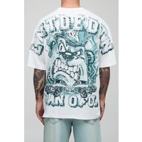 Weißes Oversize T-Shirt mit Bär-Print - XS, Weiß Weißes Oversize T-Shirt mit Bär-Print - XS, Weiß von boohooman