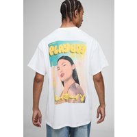 Weißes Oversize T-Shirt mit lizenziertem Playboy-Print - XS, Weiß Weißes Oversize T-Shirt mit lizenziertem Playboy-Print - XS, Weiß von boohooman