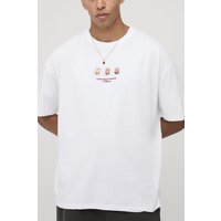 Weißes Oversize T-Shirt mit Sunset Flieger-Stickerei - XS, Weiß von boohooman