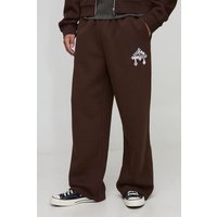 Jogginghose mit weitem Bein und Kuh-Print - Braun - S, Braun von boohooman