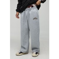 Jogginghose mit weitem Bein und Official Kuh-Applikation - Grau - L, Grau von boohooman