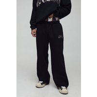 Jogginghose mit weitem Bein und Official Kuh-Applikation - Schwarz - XS, Schwarz Jogginghose mit weitem Bein und Official Kuh-Applikation - Schwarz - XS, Schwarz von boohooman