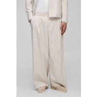 Anzughose mit weitem Bein und Fischgräten-Print - Grau - XS, Grau von boohooman