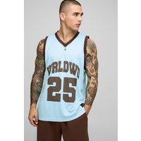 Worldwide Basketball Mesh-vesttop mit V-Ausschnitt - Blau - M, Blau von boohooman