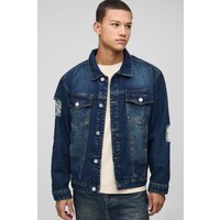 Zerrissene Jeansjacke - Blau - M, Blau Zerrissene Jeansjacke - Blau - M, Blau von boohooman