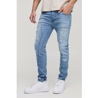 Zerrissene Skinny Stretch Jeans - Blau - 32R, Blau von boohooman