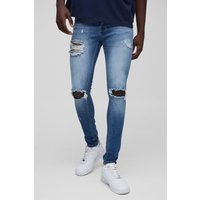 Zerrissene Super Skinny Jeans - Blau - 32R, Blau von boohooman
