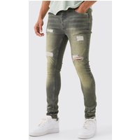 Zerrissene Super Skinny Stretch Jeans in Antik-Grau Zerrissene Super Skinny Stretch Jeans in Antik-Grau von boohooman