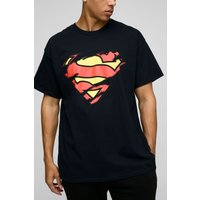 Zerrissenes Oversize T-Shirt mit lizenziertem Superman Print - Schwarz - L, Schwarz von boohooman