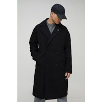 Zweireihiger Oversize Mantel in Schwarz - M, Schwarz von boohooman