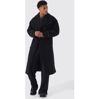 Zweireihiger Oversize Trenchcoat in Schwarz von boohooman