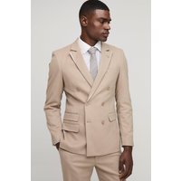 Zweireihiger strukturierter Slim-Fit Blazer - Ecru - 40, Ecru Zweireihiger strukturierter Slim-Fit Blazer - Ecru - 40, Ecru von boohooman