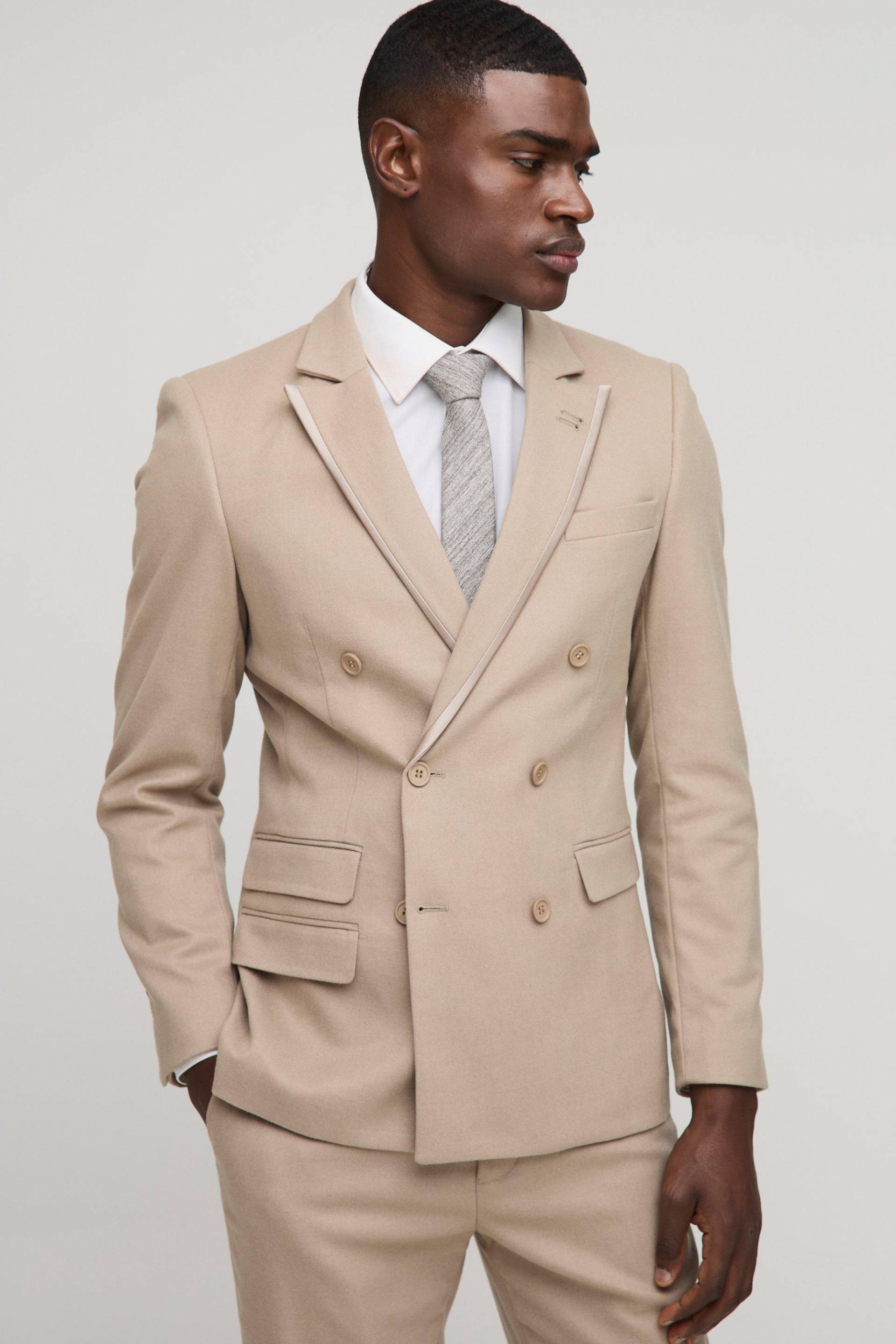 Zweireihiger strukturierter Slim-Fit Blazer - Ecru - 40, Ecru Zweireihiger strukturierter Slim-Fit Blazer - Ecru - 40, Ecru von boohooman