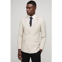 Zweireihiger strukturierter Slim-Fit Blazer - Grau - 34, Grau von boohooman