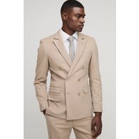 Zweireihiger strukturierter Slim-Fit Blazer von boohooman