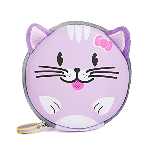 boppi Tiny Trekker Kinder Schlüssel Reise Beutel Münzen Handtasche Mini Reise Geldbeutel Schlüsseltasche Reißverschluss Unterarmtasche (Lila Katze) von boppi