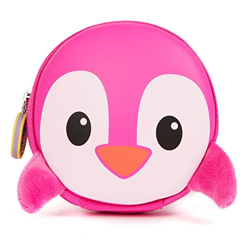 boppi Tiny Trekker Kinder Schlüssel Reise Beutel Münzen Handtasche Mini Reise Geldbeutel Schlüsseltasche Reißverschluss Unterarmtasche - Pinguin Rosa von boppi