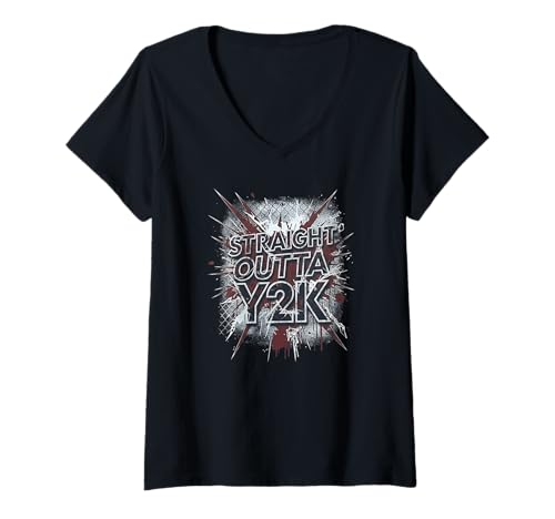 Damen Retro Y2K .. Geboren im Jahr 2000 T-Shirt mit V-Ausschnitt Damen Retro Y2K .. Geboren im Jahr 2000 T-Shirt mit V-Ausschnitt von born in 2000 inc.