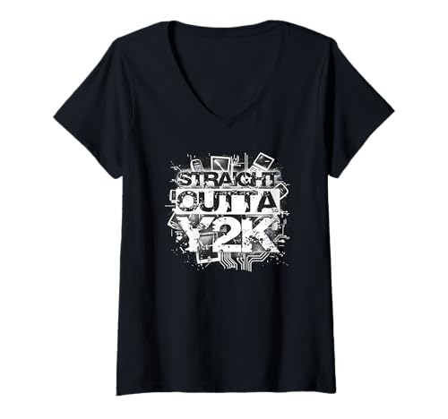 Damen Vintage Y2K .. geboren im Jahr 2000 wurde 25 im Jahr 2025 T-Shirt mit V-Ausschnitt Damen Vintage Y2K .. geboren im Jahr 2000 wurde 25 im Jahr 2025 T-Shirt mit V-Ausschnitt von born in 2000 inc.